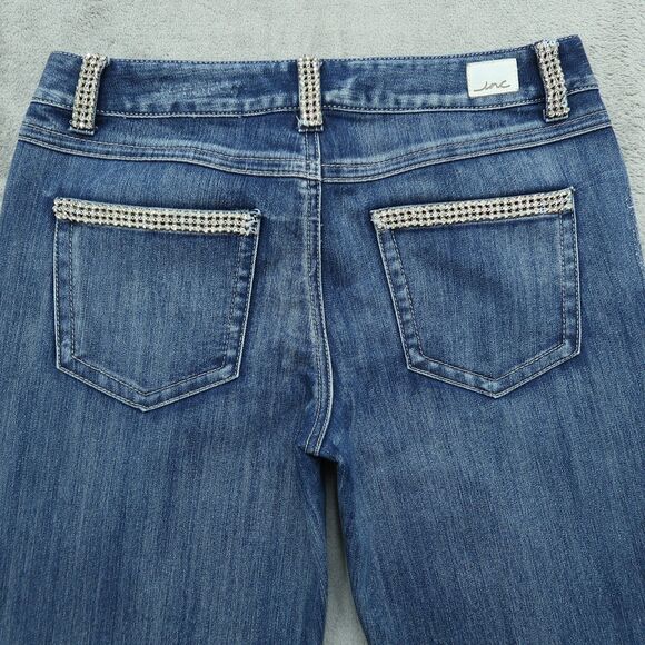 International Concepts Jeans Womens Size 6 Blue Mid-Rise Bootcut Rhinestones - Picture 13 of 15